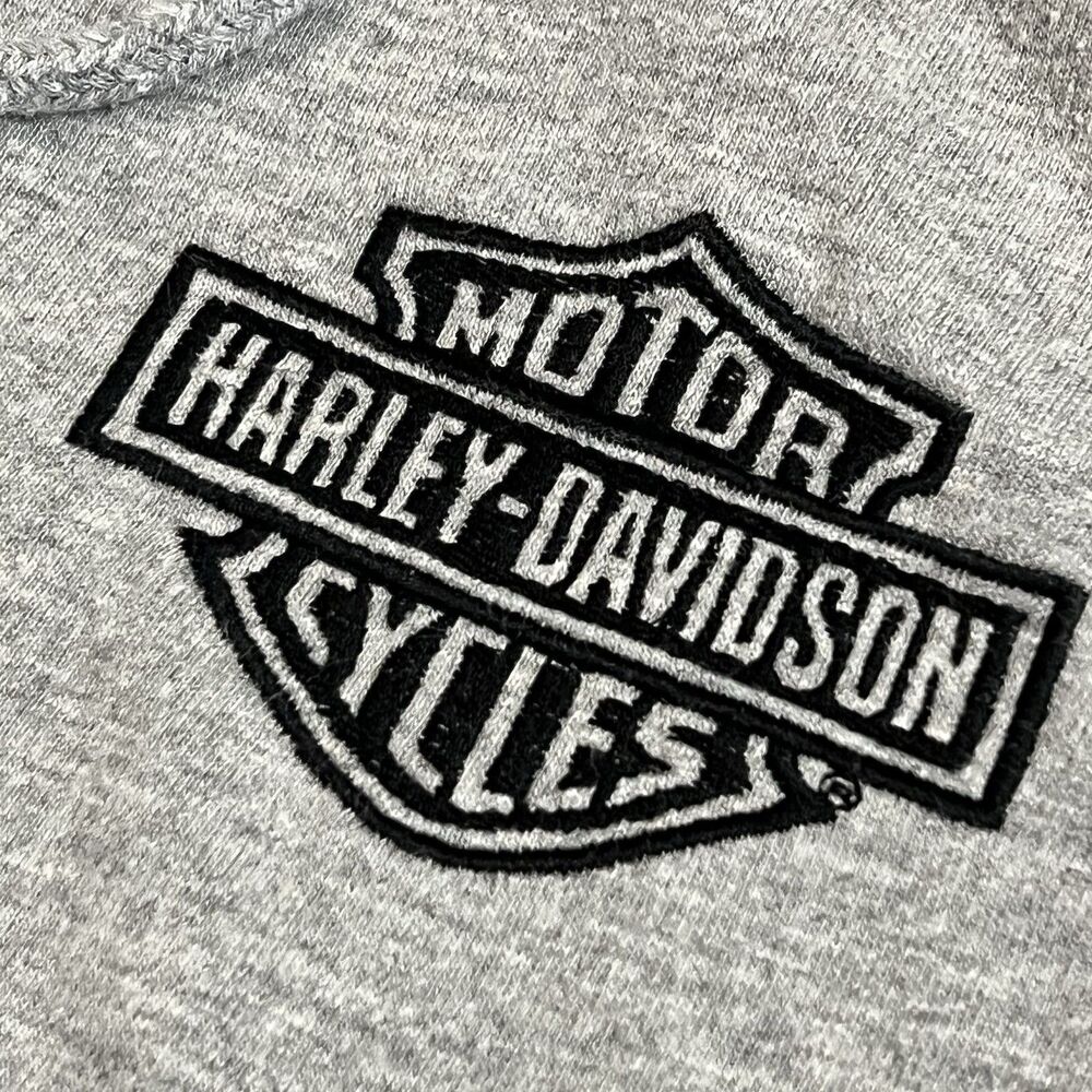 Harley Davidson Motorcycle Hoodie Jacket Gray Cropped Full Zip Women's Size L - Picture 3 of 12